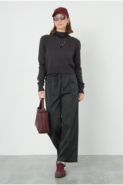 HEQA Pantaloni de culoare antracit cu cusături
