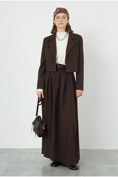 HEQA Jachetă Bitter Brown Crop Blazer