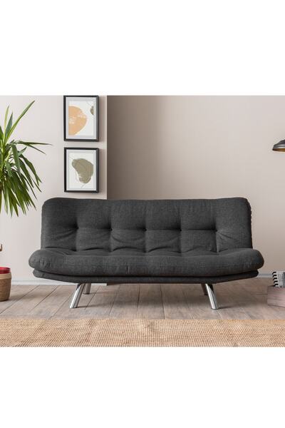 Pafu Hippo Üçlü Yataklı Koltuk Keten Koyu Gri