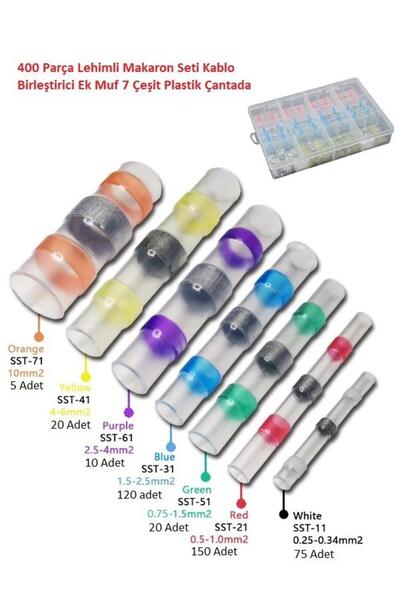 Hatfon Elektronik 400 Parça Lehimli Makaron Seti Kablo Birleştirici Ek Muf 7 ...