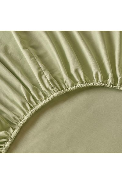 Bella Maison 100% Cotton Satin King Size Flat Fitted Sheet Foggy Green (180X200X35 cm)