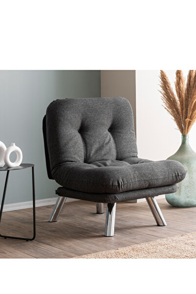 Pafu Hippo Tekli Yataklı Koltuk Keten - Koyu Gri