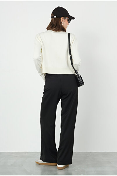 HEQA Чорні брюки з високою талією і складками