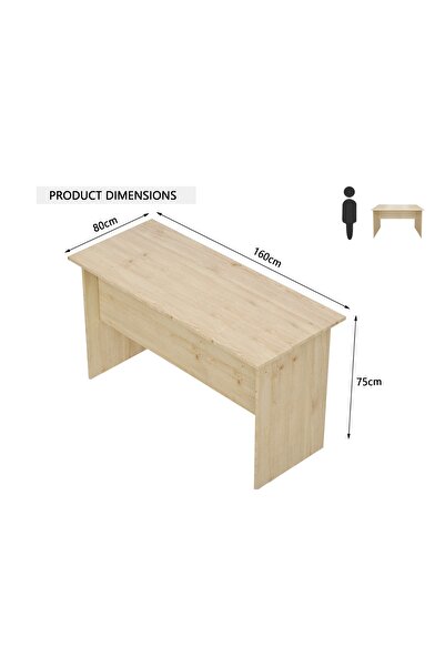 Mahmayi MP1 160x80 Writing Table Without Drawers - Oak
