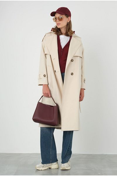 HEQA Bone Trench Coat with Windshield - Classic Design