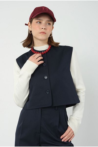 HEQA Vestă crop bleumarin închis