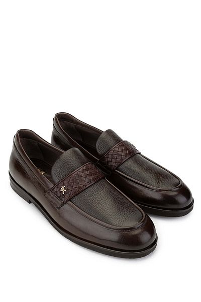 Tamer Tanca Men's Genuine Leather Brown Loafer Shoes