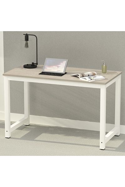 Mahmayi ZCD-25W Modern Study Desk, Modern Executive Desks for Home, Office - White Concrete