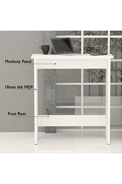 Mahmayi Modern Study Desk with Foot Rest Support,Executive Desks Ideal for Office, White