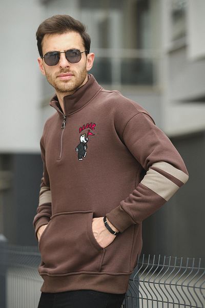 Oksit Ανδρικό φούτερ Babar Three Thread Raised με κεντημένο γιακά με φερμουάρ