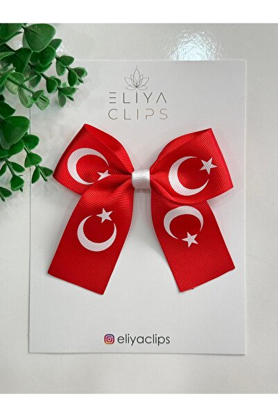 Eliya Clips إبزيم على شكل فيونكة للفتيات بعلم تركي - 23 أبريل 29 أكتوبر