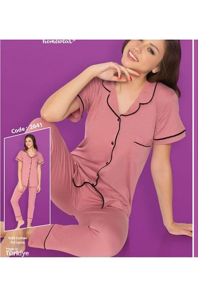 Zirve Women's Cotton Front Button Pajamas