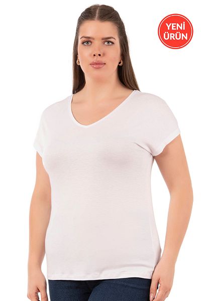 ÖZKAN underwear Özkan 27135 - Ελαστική και άνετη κοντομάνικη μπλούζα βισκόζης σε μεγάλο μέγεθος