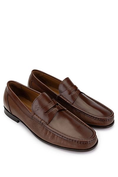 Tamer Tanca Men's Genuine Leather Tan Loafer Shoes