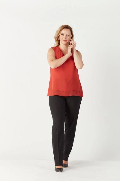 Moda Berray 3241 Collar Ruffle Sleeveless Plus Size Stylish Blouse Cinnamon