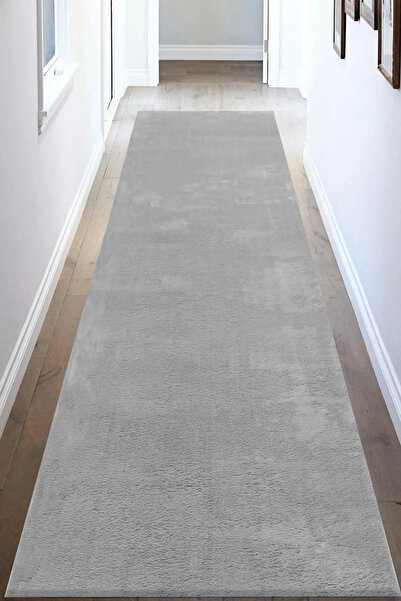 LİNOS HOME Açık Gri Peluş Yolluk Yumuşacık Yıkanabilir Kaymaz Taban Koridor H...