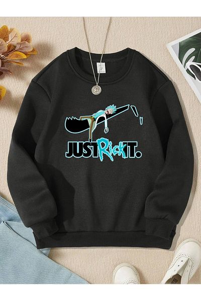 LePold Суитшърт за момиче/момче с 3 нишки с кръгла яка Just Rick Printed