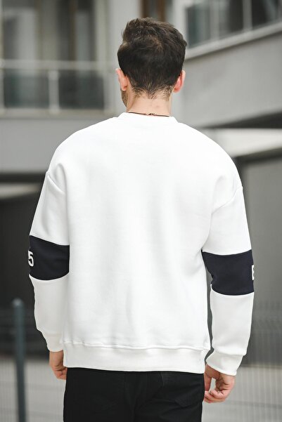 Oksit Estd Мъжки суичър с повдигнати ръкави и бродирани предни щампи с кръгло деколте