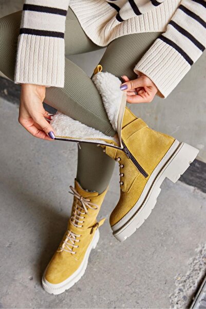 NILUFARR Kamilla Hardal Hakiki Süet Kadın Çizme