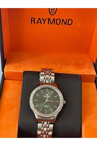 Raymond Steel Band Silver/Green Color Women's Wrist Watch