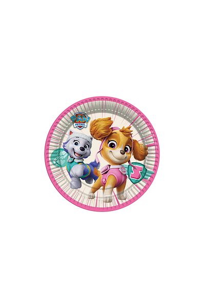 kidspartim Paw Patrol Skye Themed Cardboard Plate Glass 8 Pcs