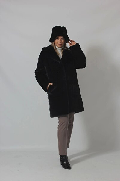 Moda Berray 3240 ŞAPKALI SİYAH LÜKS KABAN