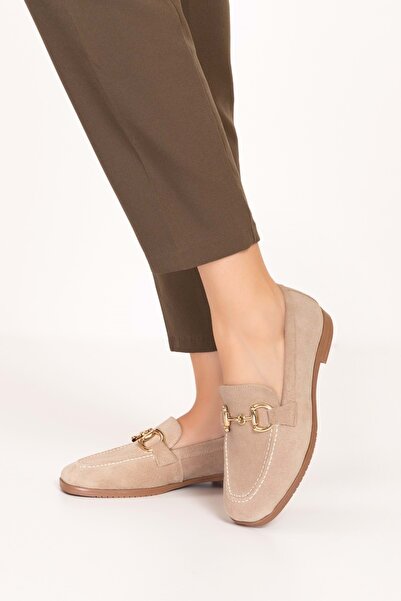 Gondol Hakiki Deri Kadın Köşeli Burun Loafer Esl.b07