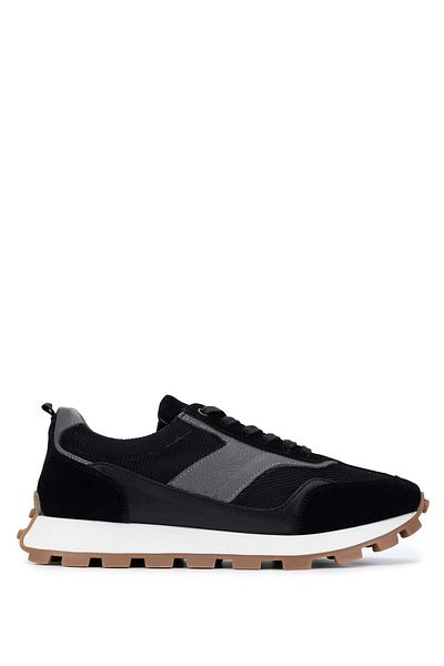 Tamer Tanca Men's Leather & Textile Black Sneakers & Sports Shoes