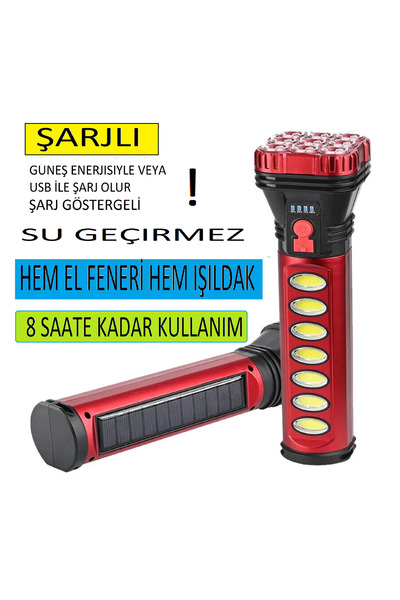 nelerbulurum ŞARJLI VE GÜNEŞ ENERJİLİ 9+4 LEDLİ 1200 MAH BATARYALI LAMBA OLAB...