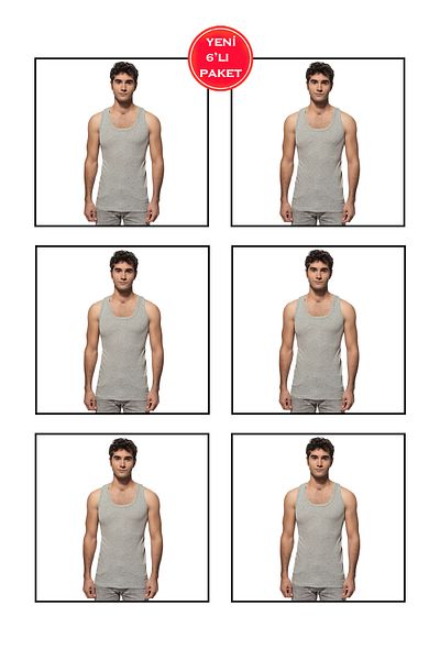 ÖZKAN underwear Boys Rib Tank Top - Pack of 6, 100% Cotton, Flexible and Comfortable Thick Strap