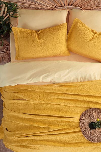 TEKSTİLDENİZİ Good Night Istanbul Zen Stone Double 100% Cotton Bedspread Set