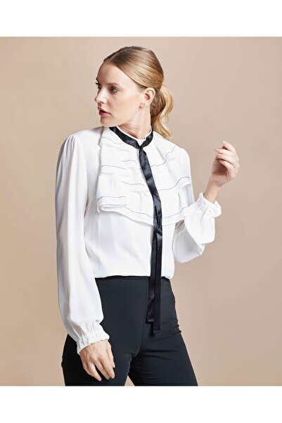 SERPİL Serpil Kadın Ekru - Siyah Bluz 28510