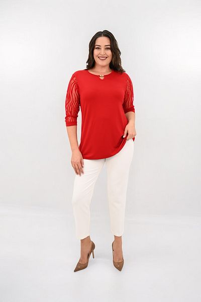 Koza Butik Women's Large Size Tulle Detailed Accessory Collar Blouse 1864-25