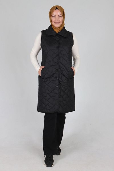 Moda Rosa 24K30008 - BLACK - Large Size Hijab Quilted Vest