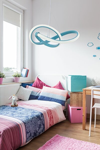 Rarossa Bonna Modern Tekli Mavi Sarkıt Led Gün Işığı Power Ledli Salon Mutfak Oda Hol Ledli Avize