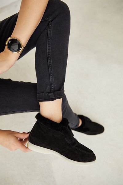 NILUFARR Γυναικεία παπούτσια Damimi Μαύρα Γνήσια Suede Fur