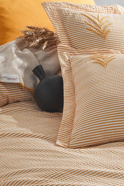 TEKSTİLDENİZİ Maribell Double Pique Duvet Cover Set - Mustard Good Geeler Istambul