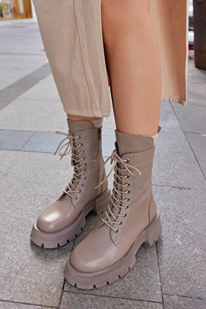 NILUFARR Rody Mink Genuine Leather Thick Soled Women's Boots