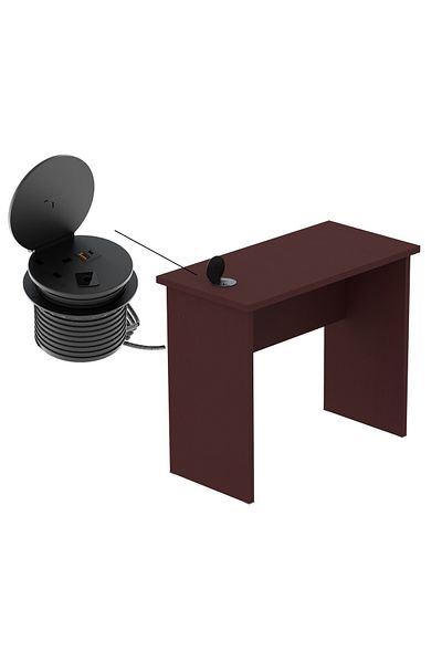Mahmayi Limited Edition Modern Executive Study Desks With Round Desktop Power Module - Apply Cherry