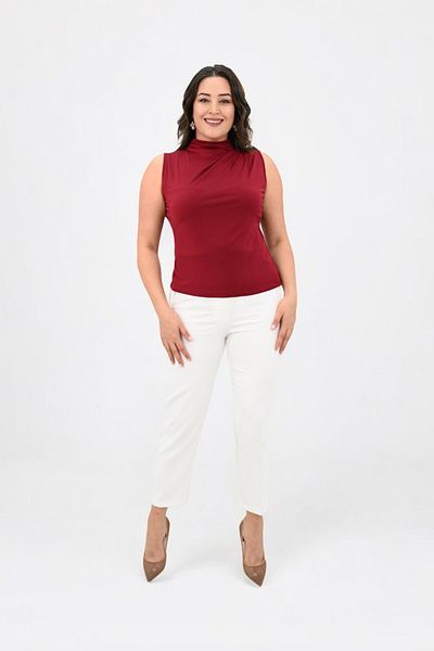 Koza Butik Women's Large Size Drape Detailed Stand Collar Blouse 1851-25