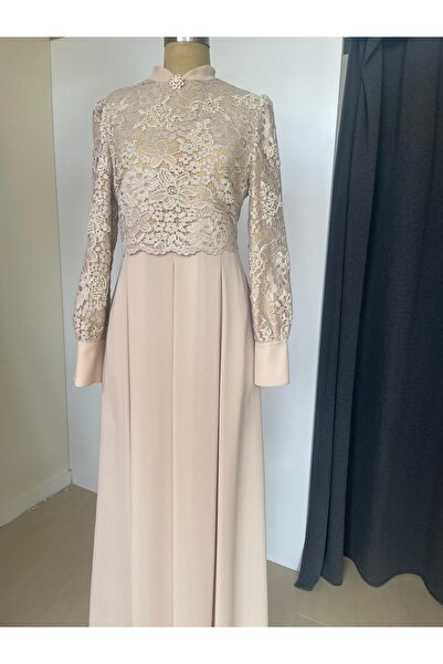 Matex Cream Hijab Evening Dress