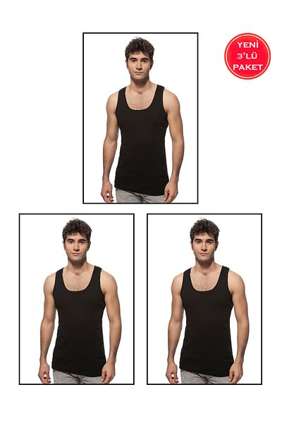 ÖZKAN underwear Özkan 0113 3 Pack Boy Rib 100% Cotton Waiter Boy Flexible Comfortable Thick Strap Athlete