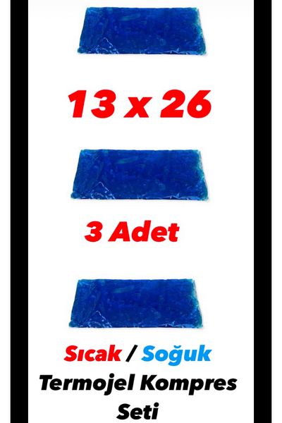 muliva 3-Piece 13X26 cm Cold Pack - Hot Cold Thermo Gel Compress Ice Gel Set (No:3)