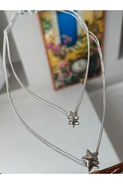 HerşeyVarBurda Women's Star 2-Piece Silver Color Necklace
