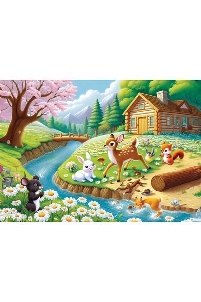 Art Puzzle Art Children's Spring Pleasure of Gazelles 25 Piece Puzzle