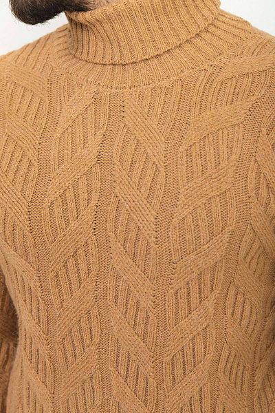 Mcr Braided Slim Fit Full Turtleneck Wool Men's Sweater Camel - 11350.21K