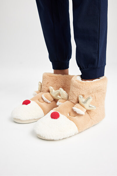 DeFacto Women's Christmas Themed Flat Sole Home Boots A8389Ax24Au