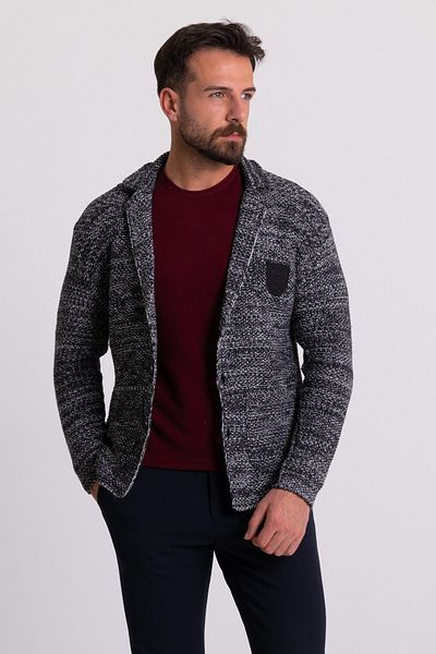 Mcr Crushed Slim Fit Wool Men's Knitwear Jacket Anthracite - 32214.17K