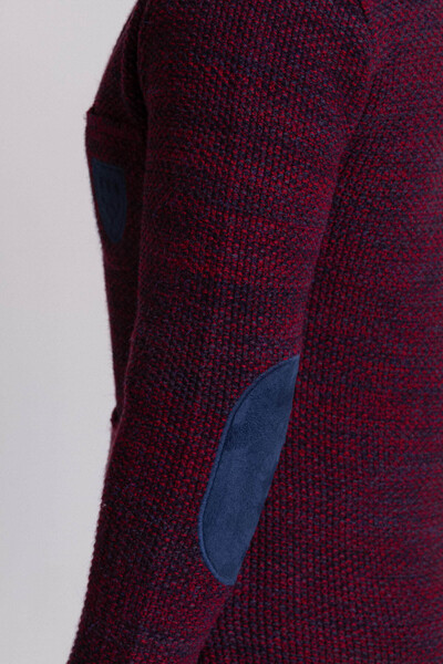 Mcr Gray Slim Fit Wool Men's Knitwear Jacket Claret Red - 32214.17K