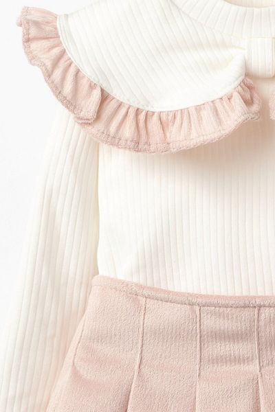 Banamio Elysia Big Collar Velvet Σορτς Φούστα Σετ δύο τεμαχίων
